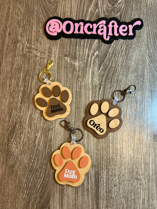 Dow paw keychain, custom pet keychain, Dog mom, Dog Dad