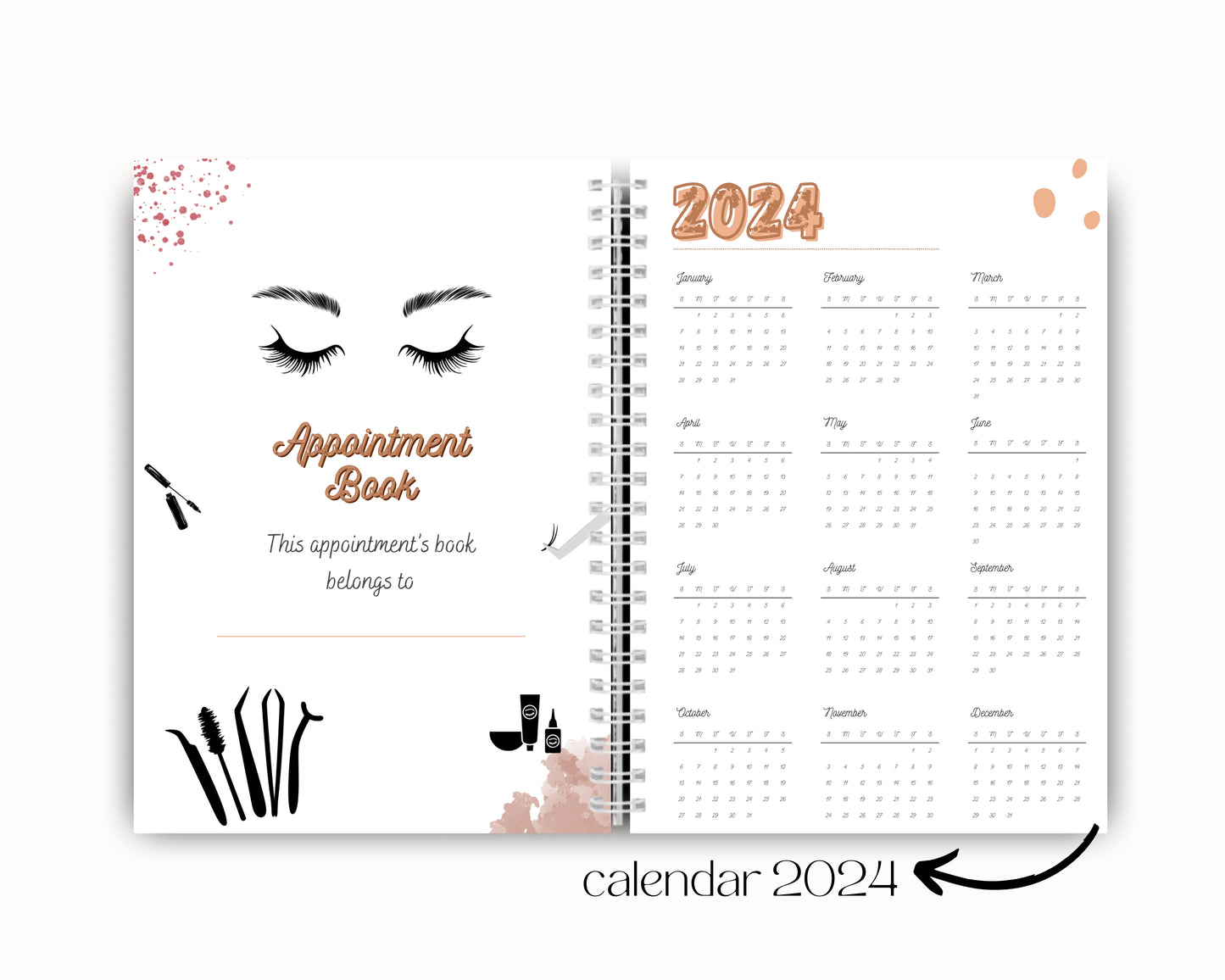 Lash Appointment book, Custom Appointment book, Daily Appointment book, Lash Technician Appointment Book, Small Business