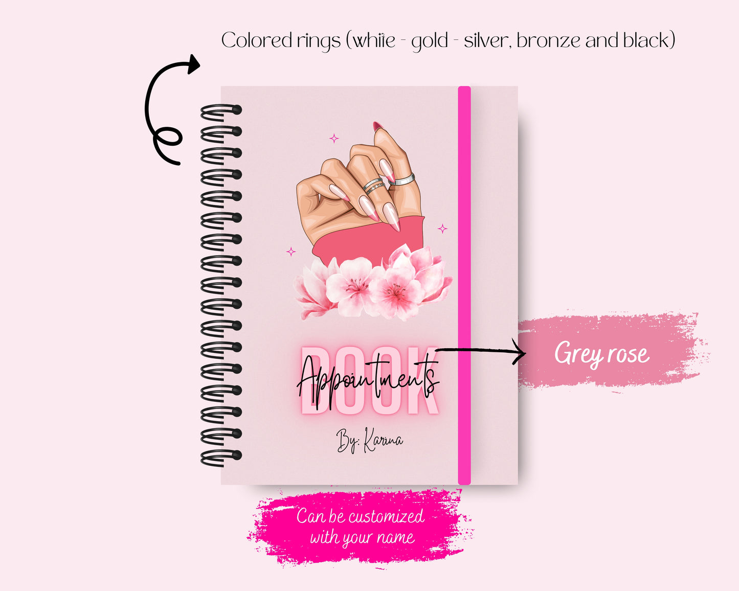 Nail tech appointment book, Custom Appointment book, Daily Appointment book, Nail Technician Appointment Book, Nail Salon Small Business