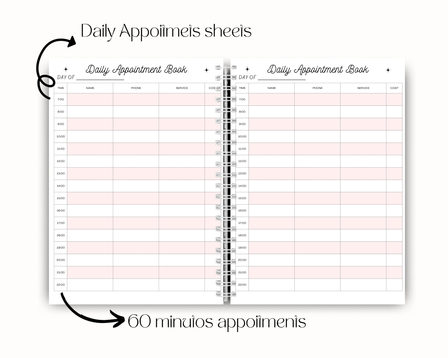 Nail tech appointment book, Custom Appointment book, Daily Appointment book, Nail Technician Appointment Book, Nail Salon Small Business