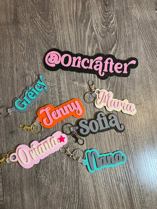 Acrylic Name Keychain, Backpack Name Keychain, 3D
