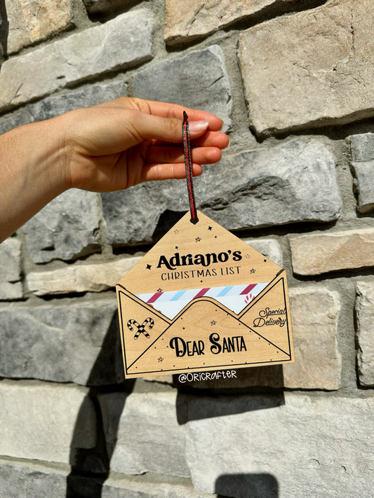 Personalized Wooden Santa Letter Holder, Wooden envelope, Letter to Santa Ornament , Letter to Santa Ornament,