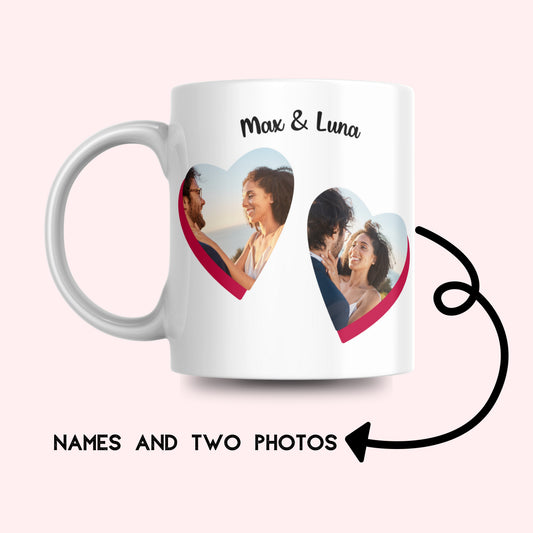 Couples mugs, Valentine's Day mugs, Anniversary mugs, Personalized mugs with name and photo.