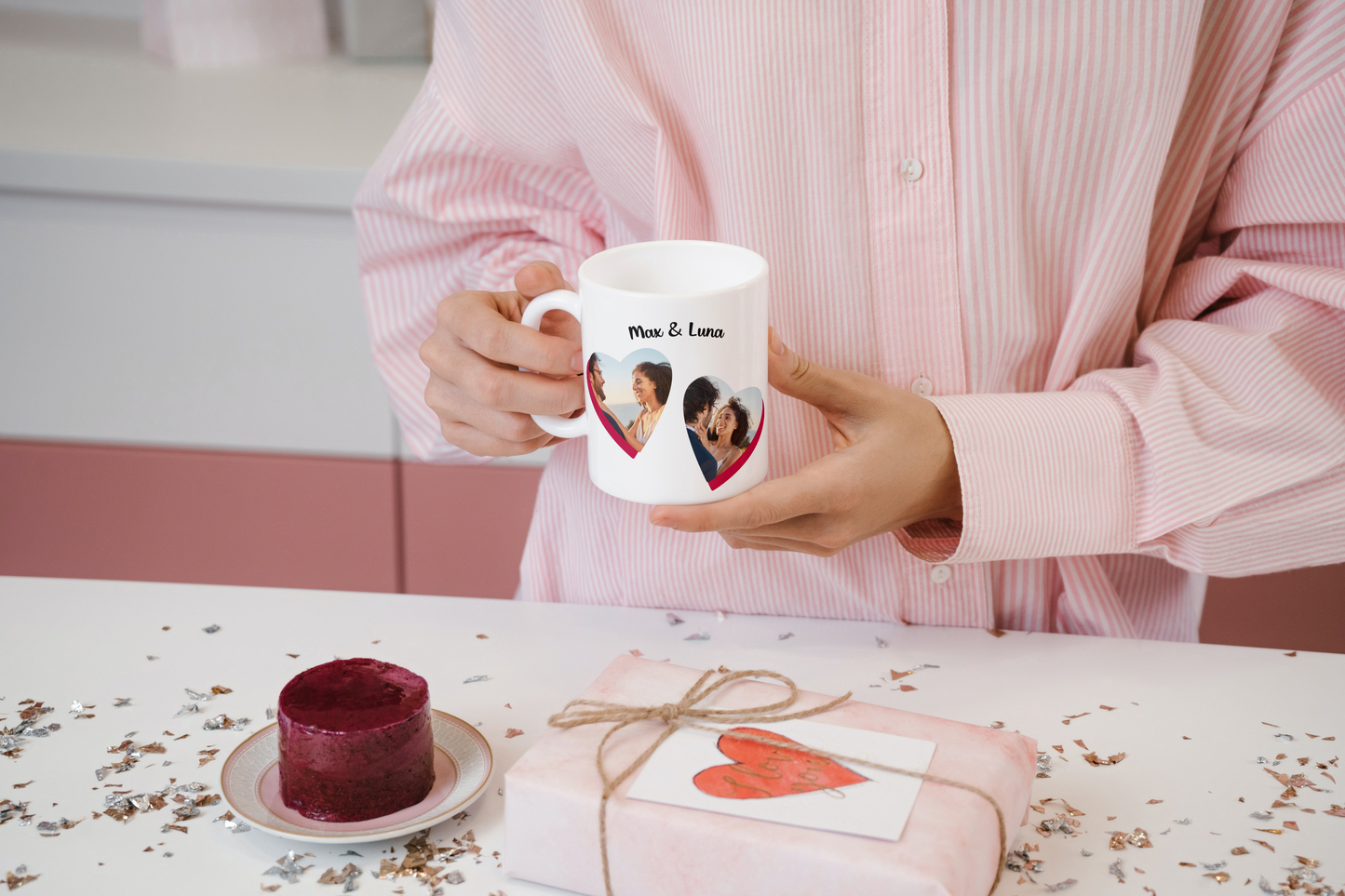 Couples mugs, Valentine's Day mugs, Anniversary mugs, Personalized mugs with name and photo.