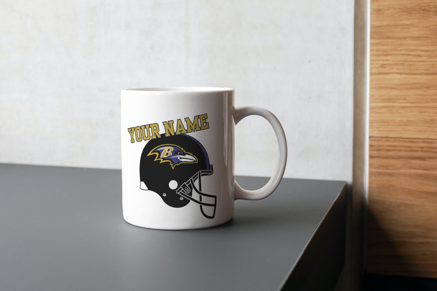 Taza personalizada del equipo de la NFL Baltimore Raven, taza de Raven, taza de nombre y número personalizados, taza de fútbol, ​​taza de la NFL, regalo para papá, regalo para él