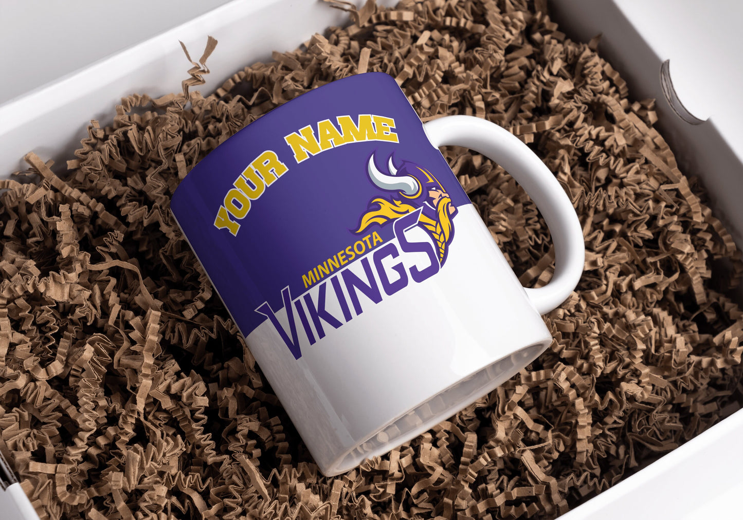 Taza de la NFL de los Vikings de Minnesota, taza de café de los Vikings, equipo de la NFL de los Vikings, taza con nombre personalizado, amantes de los Vikings, taza de la NFL, regalo para él