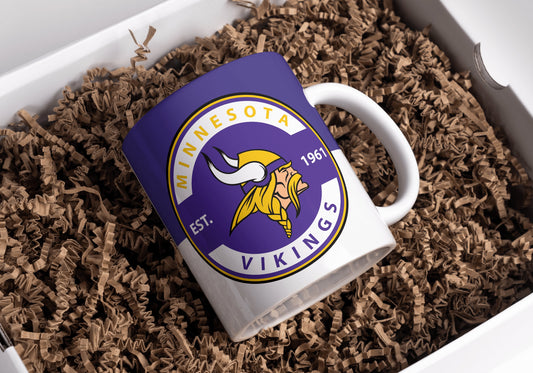 Taza de la NFL de los Vikings de Minnesota, taza de café de los Vikings, equipo de la NFL de los Vikings, taza con nombre personalizado, amantes de los Vikings, taza de la NFL, regalo para él