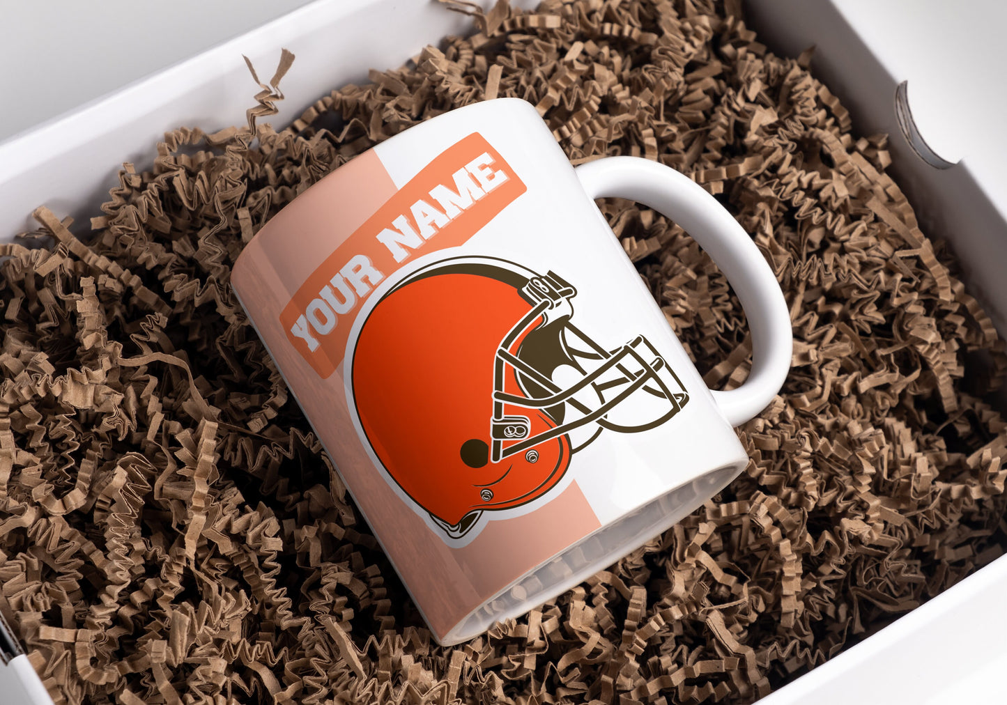Taza de café de fútbol de Cleveland, taza de fútbol de Cleveland, taza de Cleveland, Cleveland Browns NFL, taza con nombre personalizado, amantes de Brown, taza de la NFL.