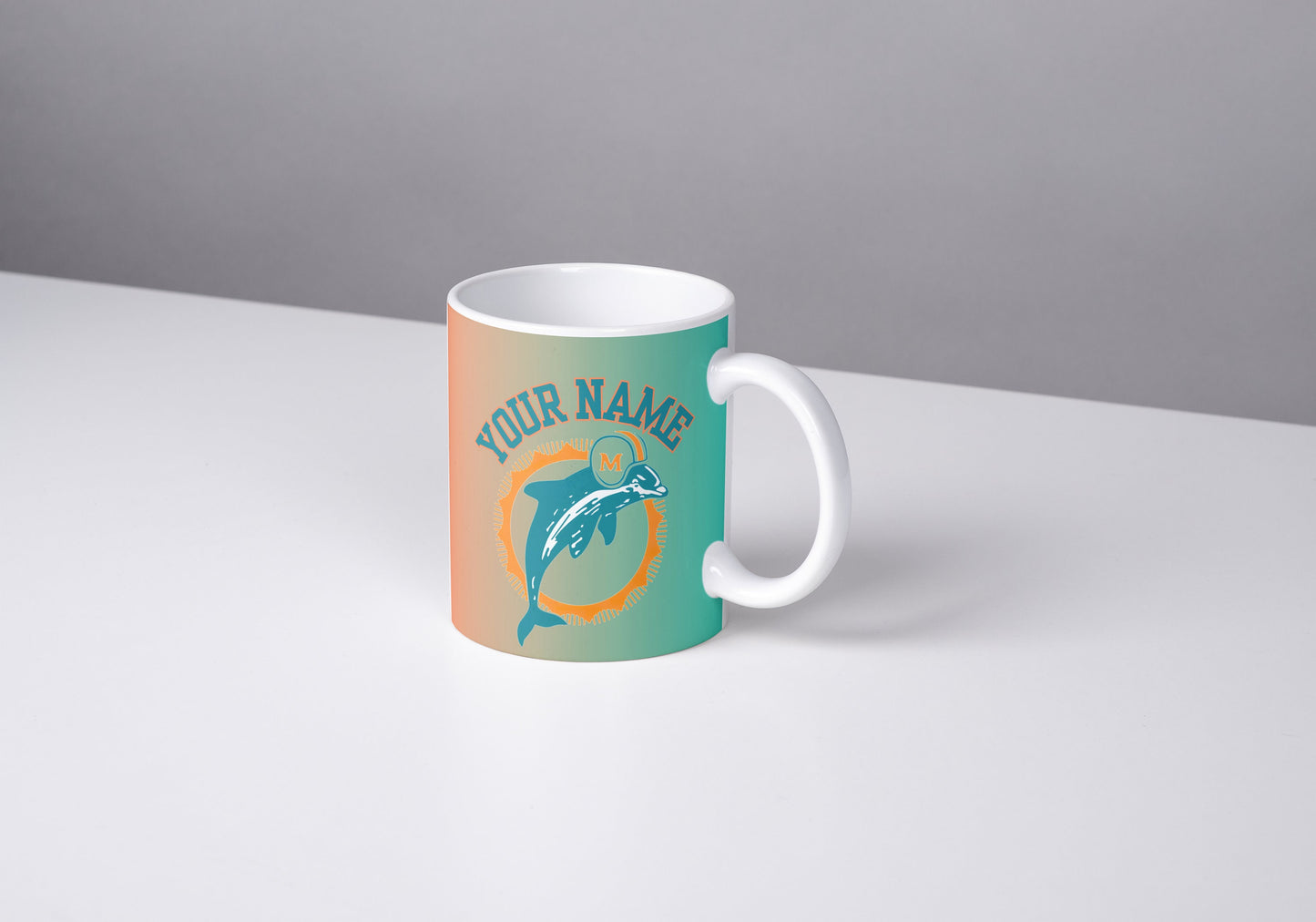 Taza de café de fútbol de Miami, Miami Dolphins NFL, taza de la NFL, taza personalizada, delfines, amantes del fútbol de Miami