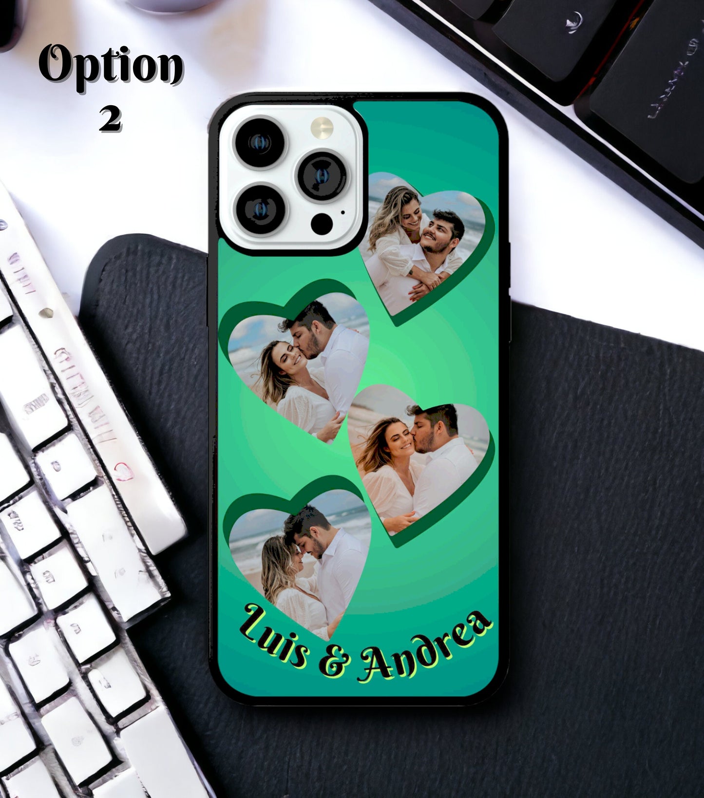 Personalized phone case with heart-shaped photos - Phone Case Custom image - Customizable Phone Case - Custom Phone Case with Pictures