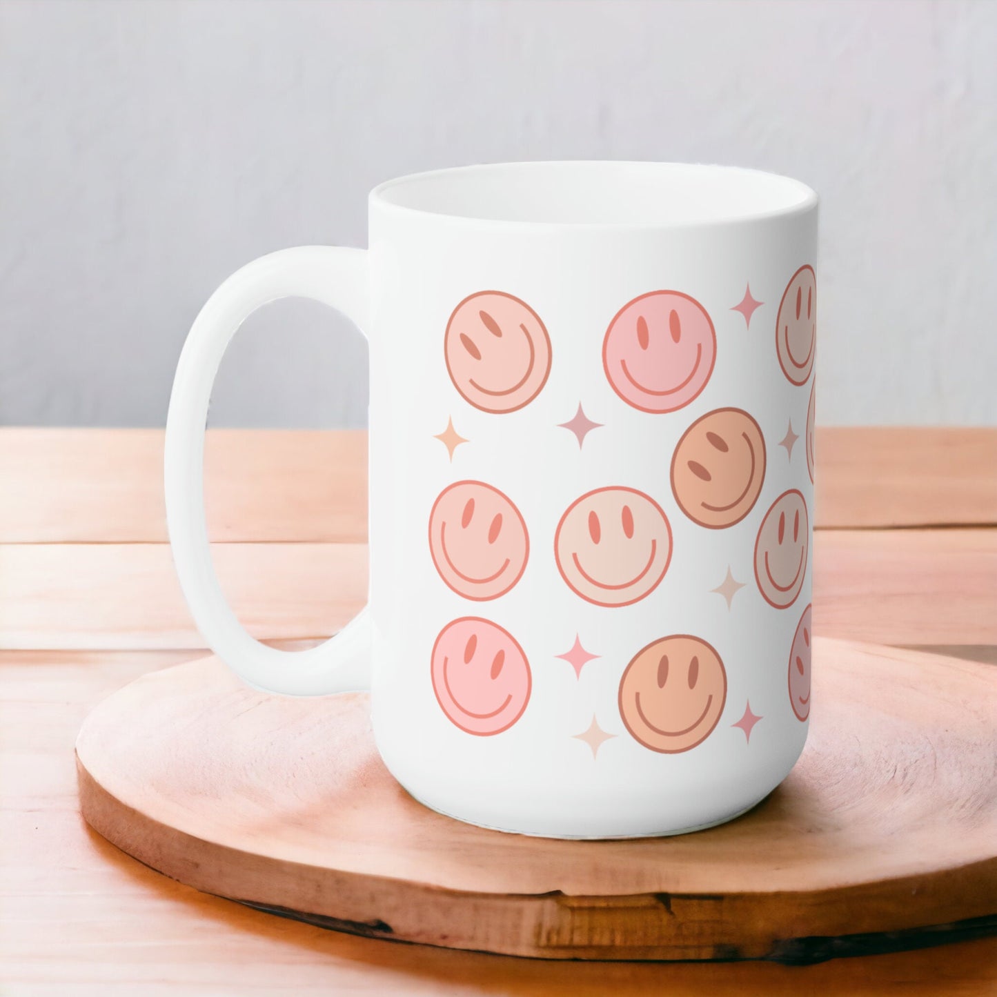 Taza de cara feliz, taza de café sonriente, taza de cara sonriente, taza de cara sonriente retro, cara sonriente rosa