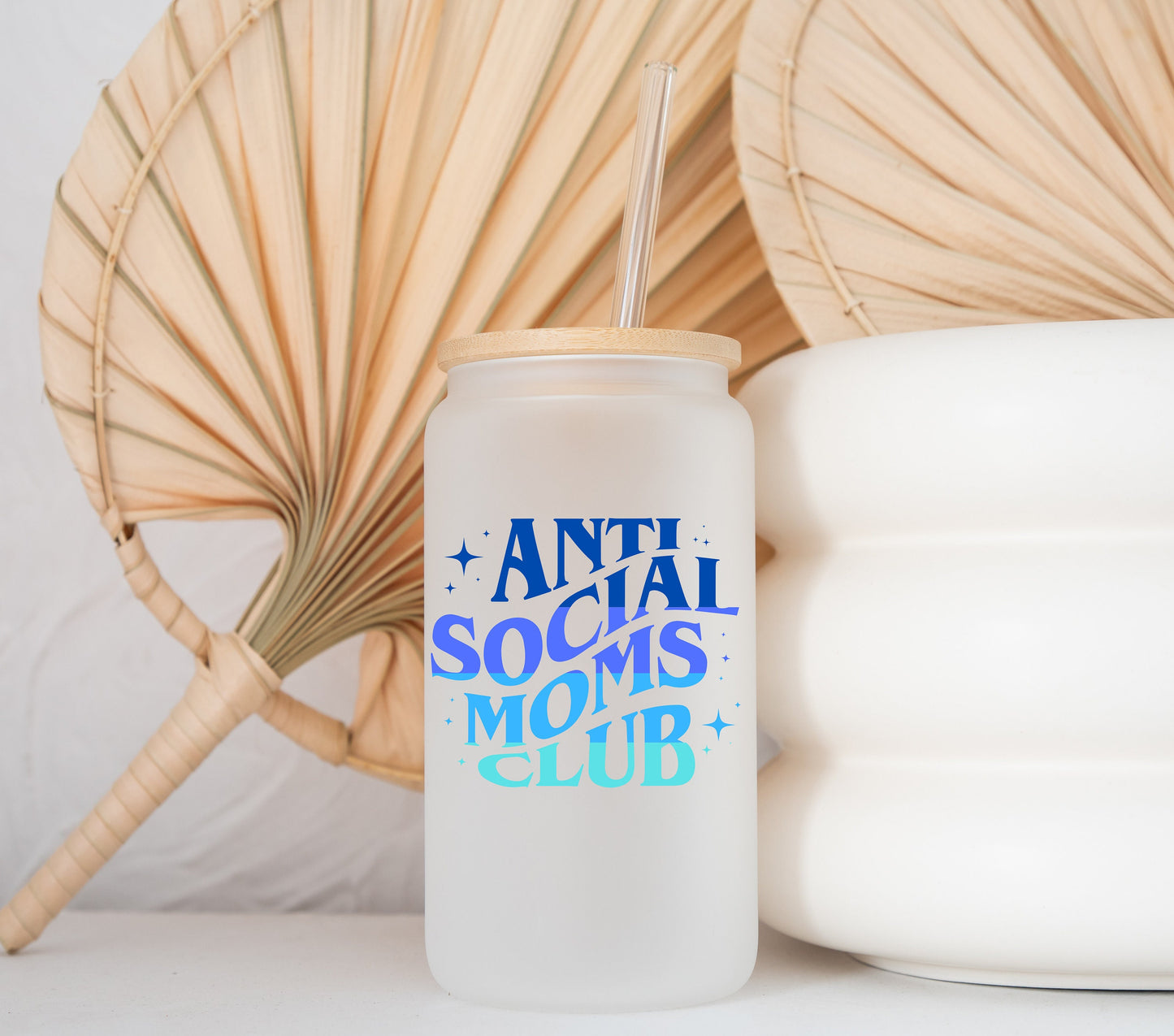 Antisocial Moms Club Libbey Glass, Copa de Mamás, Lata de Cerveza, Lata de Vidrio Antisocial Moms Club, Vida de Mamá, Lata de Café Helado, Vidrio Esmerilado