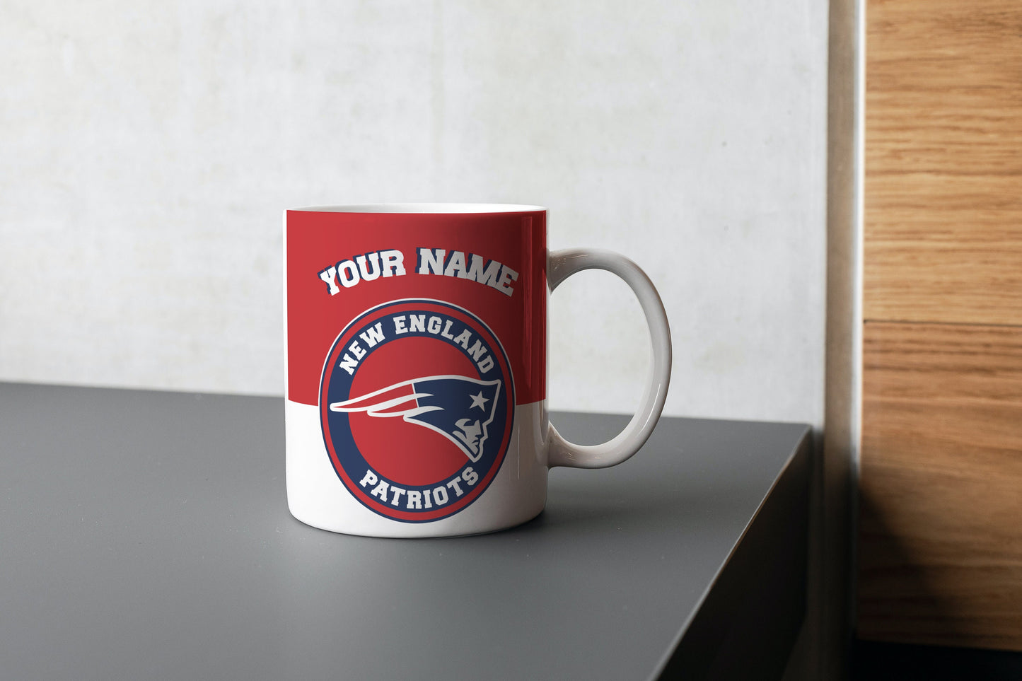 Taza de fútbol de los Patriots, taza de café de los Patriots, equipo de la NFL de los Patriots de Nueva Inglaterra, NFL, taza con nombre personalizado, amantes de los Patriots, taza de la NFL, regalo para él