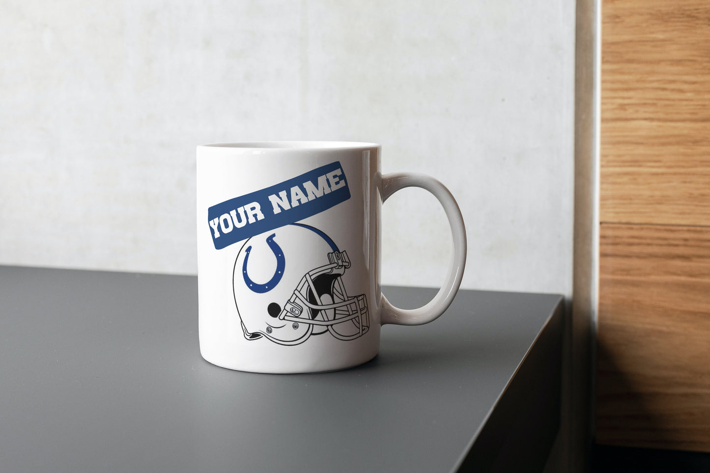 Taza de fútbol de los Indianapolis Colts, taza de café de los Colts, equipo de la NFL de los Indianapolis Colts, NFL, taza con nombre personalizado, amantes de los Colts, taza de la NFL, regalo para él