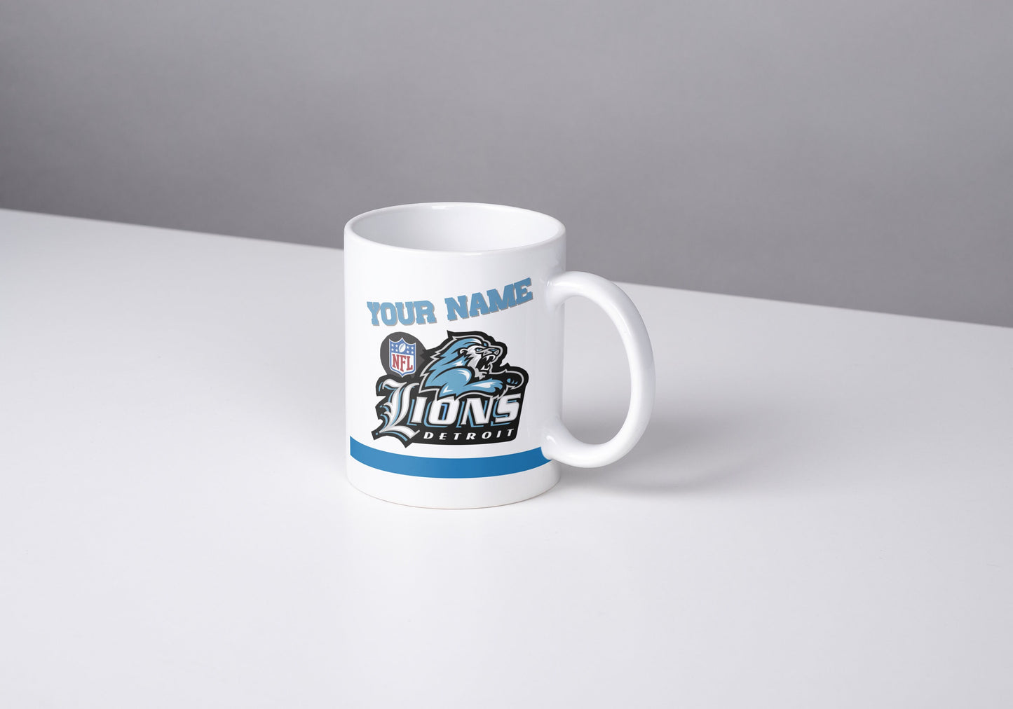Taza de fútbol vintage de Detroit, taza de fútbol de los Leones, taza de Detroit, NFL de los Leones, taza con nombre personalizado, amantes de los Leones, taza de la NFL.