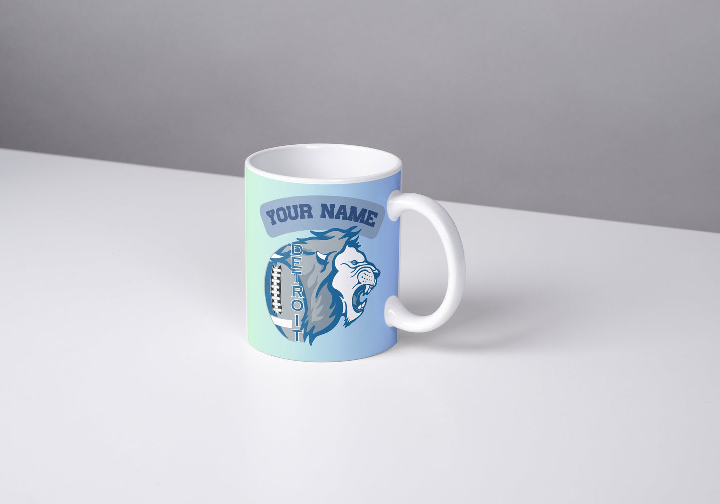 Taza de fútbol de leones, taza de fútbol vintage de Detroit, taza de Detroit, NFL de leones, taza con nombre personalizado, amantes de los leones, taza de la NFL, amantes del fútbol.