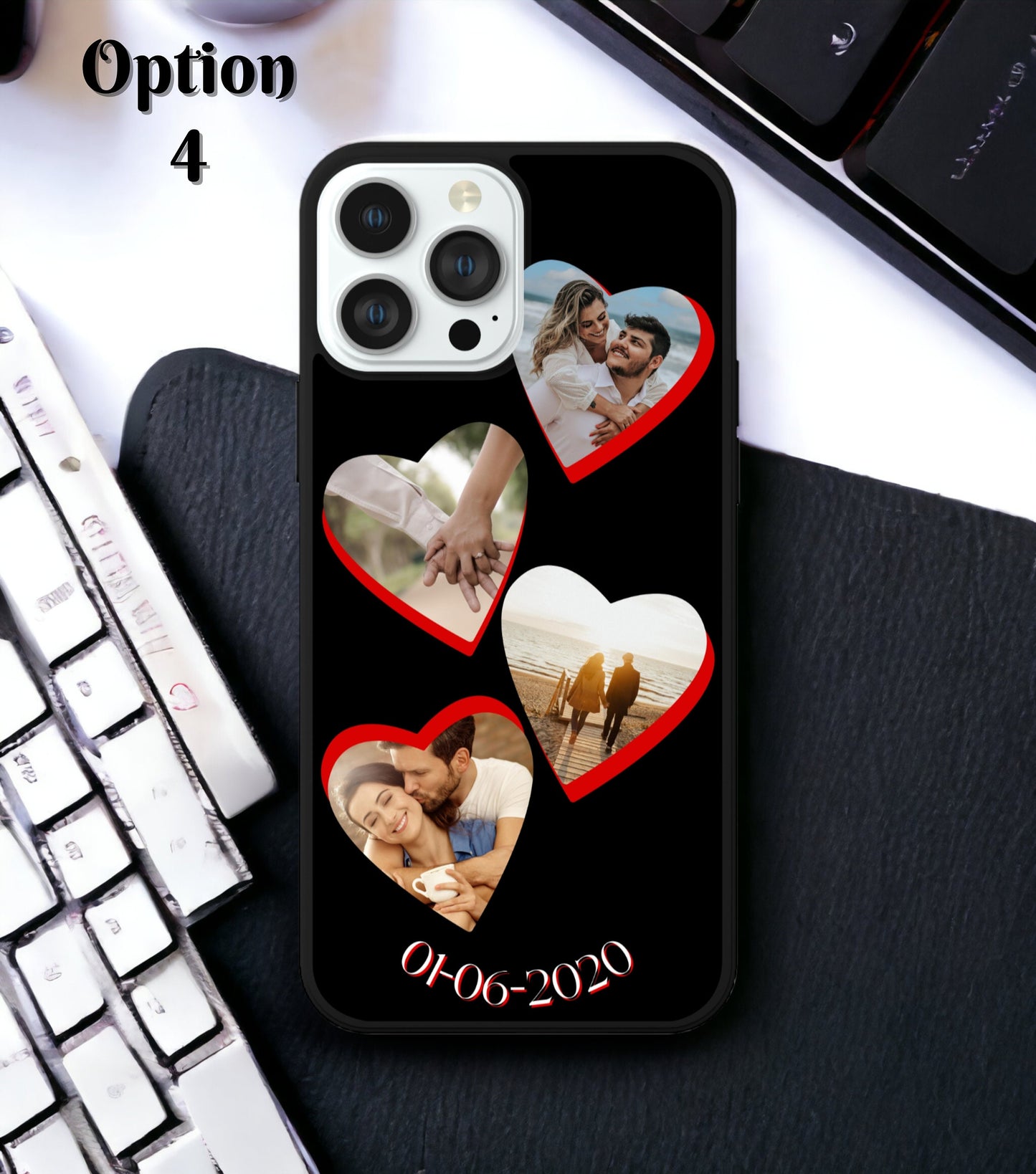 Personalized phone case with heart-shaped photos - Phone Case Custom image - Customizable Phone Case - Custom Phone Case with Pictures