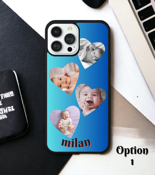 Personalized phone case with heart-shaped photos - Phone Case Custom image - Customizable Phone Case - Custom Phone Case with Pictures