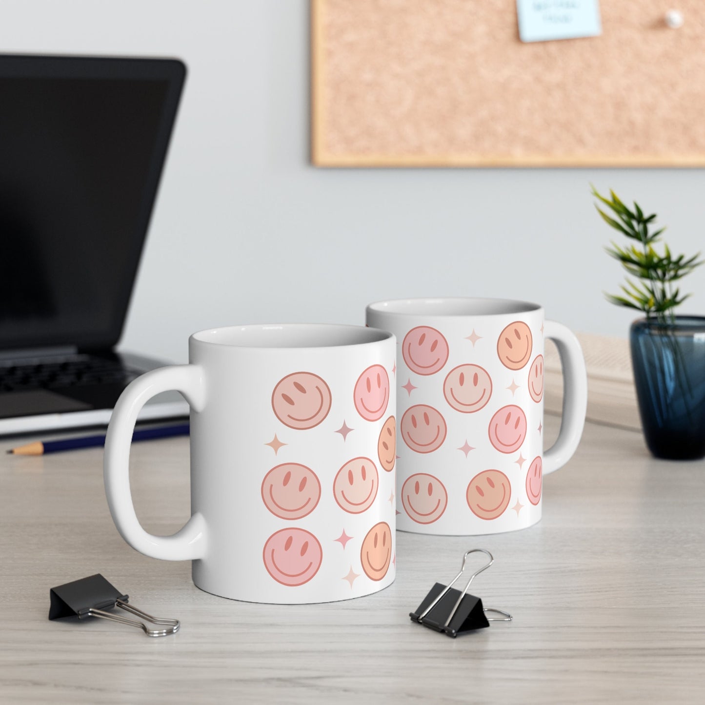 Taza de cara feliz, taza de café sonriente, taza de cara sonriente, taza de cara sonriente retro, cara sonriente rosa