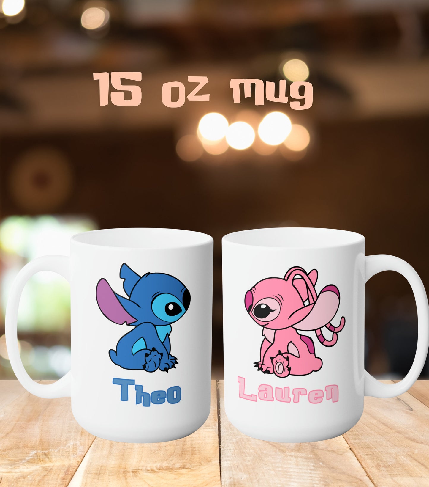 Stitch & Angel mug,  Custom mug, Stitch And Angel Couple Mug Set, Stitch and angel personalized mug with names, Anniversary gift.
