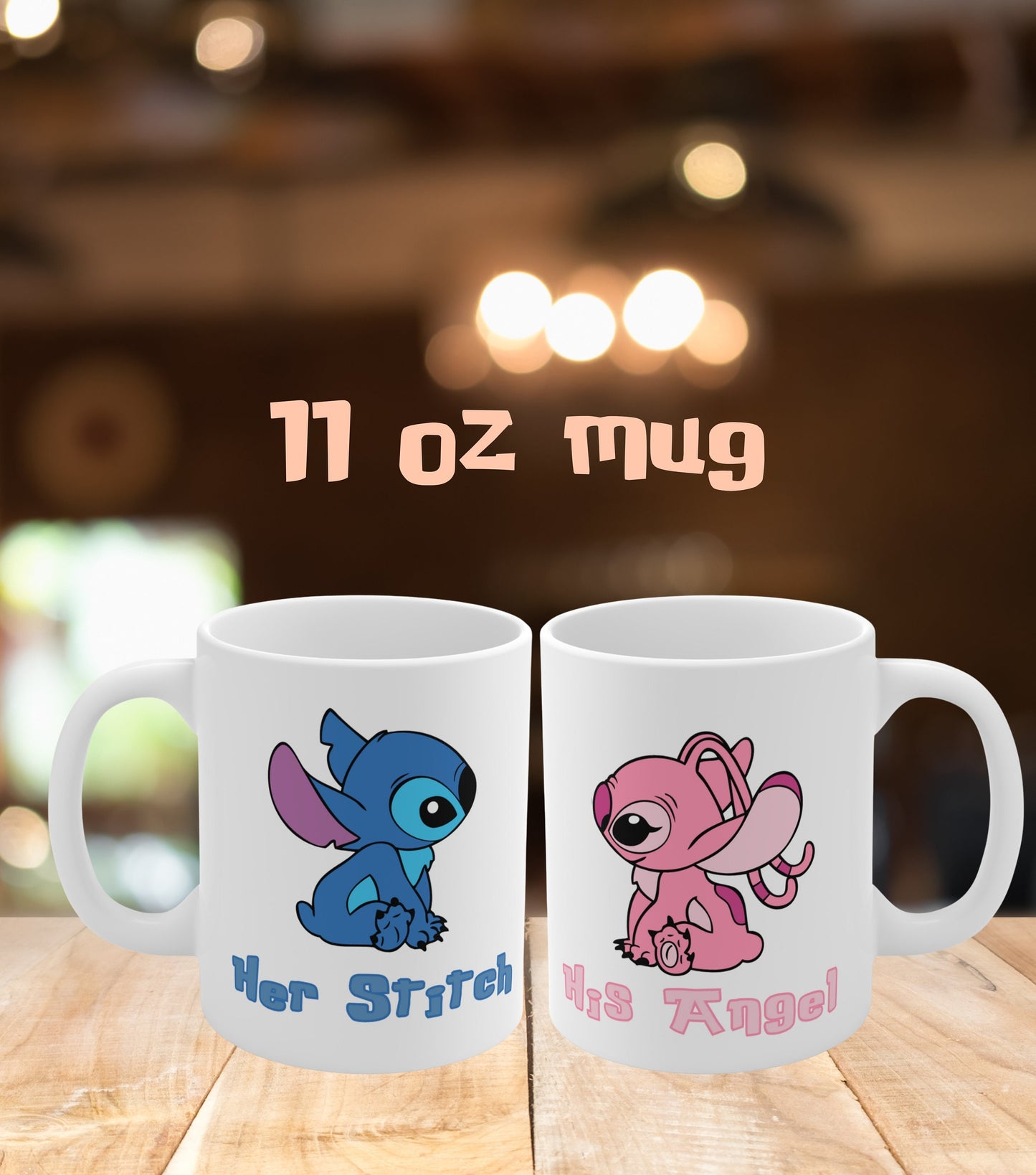 Stitch & Angel mug,  Custom mug, Stitch And Angel Couple Mug Set, Stitch and angel personalized mug with names, Anniversary gift.