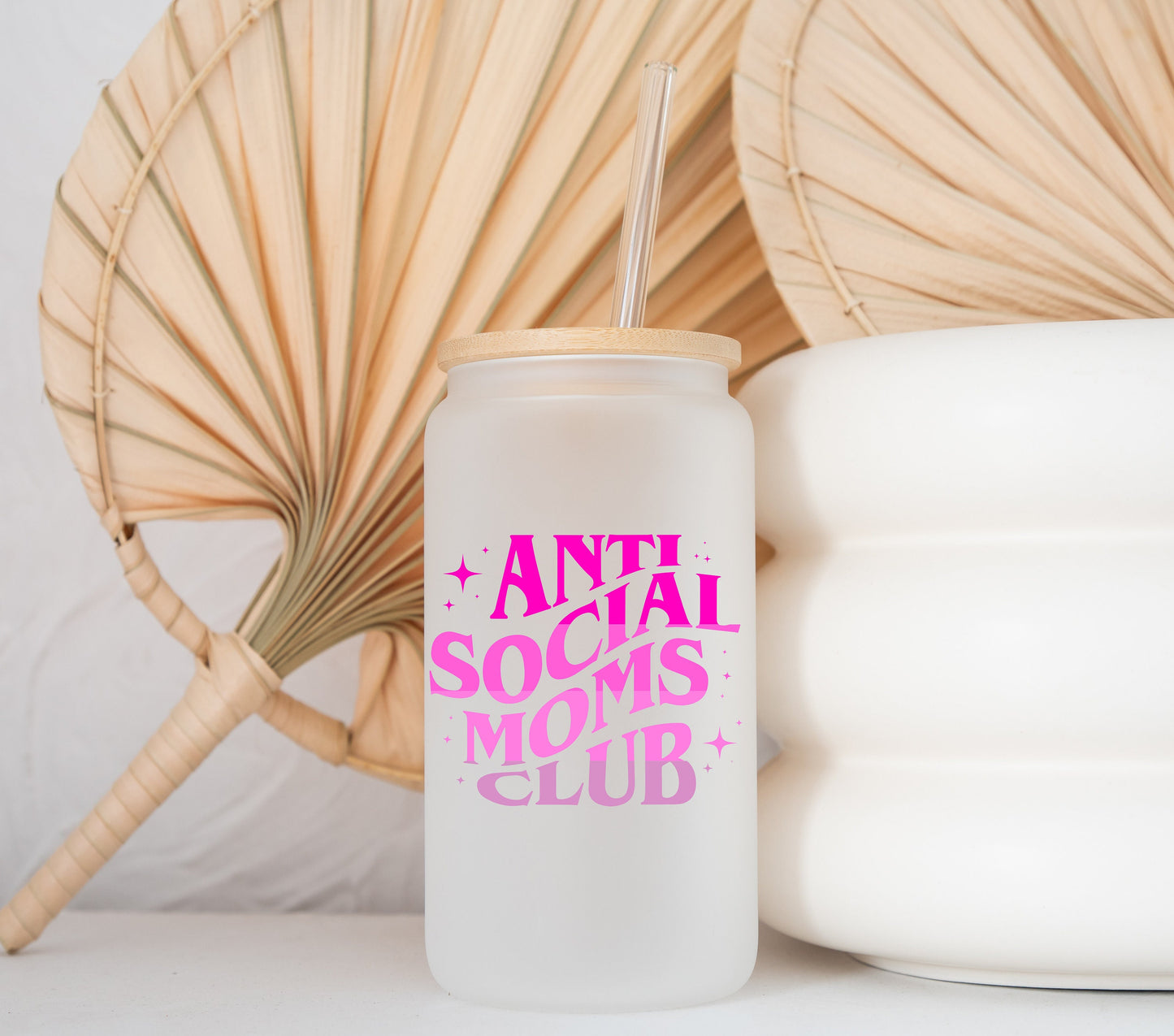 Antisocial Moms Club Libbey Glass, Copa de Mamás, Lata de Cerveza, Lata de Vidrio Antisocial Moms Club, Vida de Mamá, Lata de Café Helado, Vidrio Esmerilado