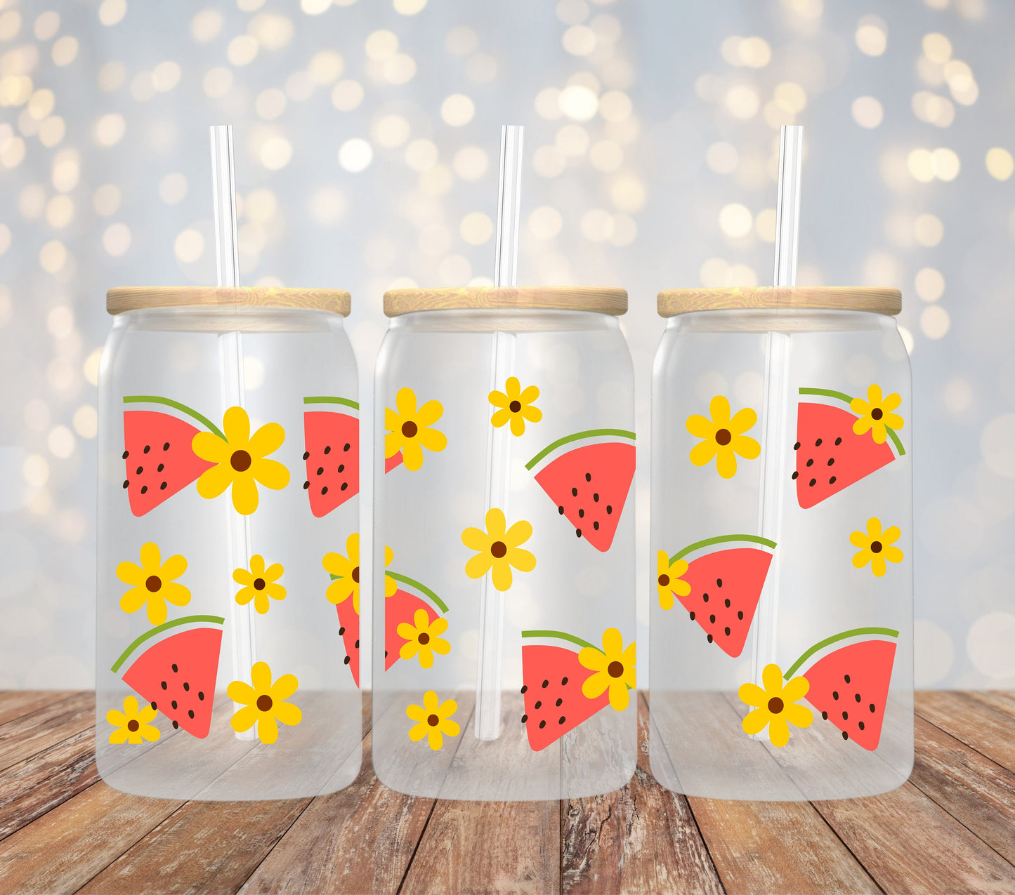 Rebanada de sandía Libbey Glass, Lata de cerveza de sandía y margarita, Copa de verano, Vidrio con patrón de sandía