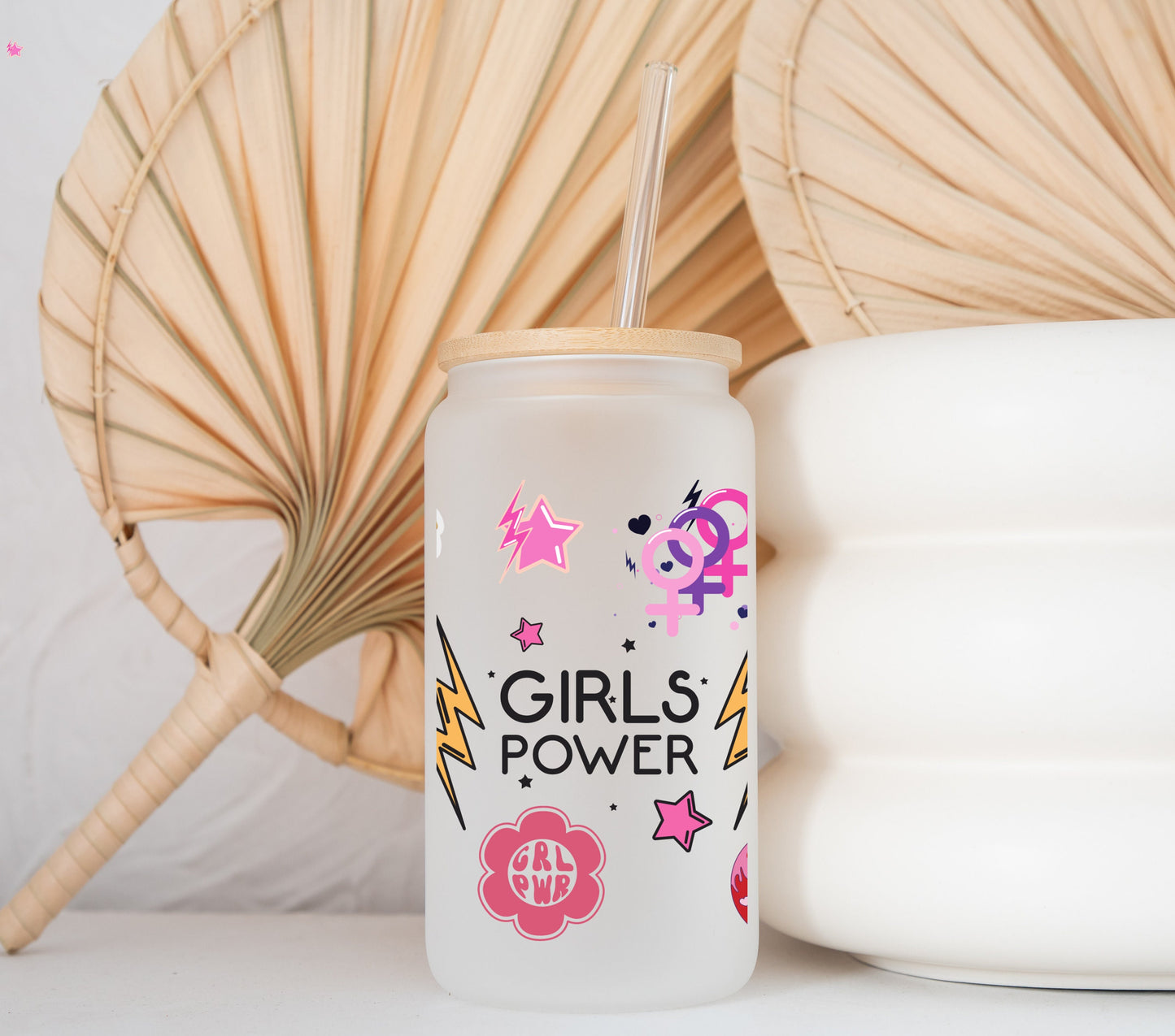 Girl Power Libbey Glass,  Girl Affirmations, GRL PWR, Girl Power Can, Feminist, Girl Vibes, Feminist Cup, Girl Can, Female Empowerment Glass