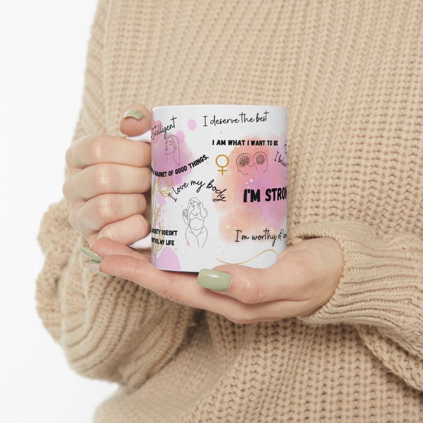 Tazas de afirmación positiva, taza de afirmaciones, taza de mis afirmaciones diarias, taza de atención plena, taza de vibraciones positivas, taza de amor propio, regalos.