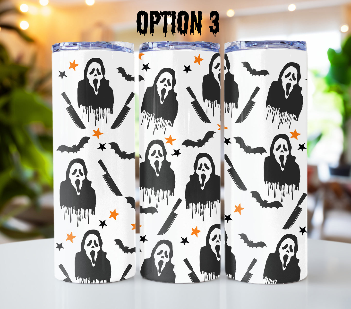 Ghostface 20-ounce Stainless Steel Tumbler with lid and straws, Scream Face, Halloween Ghost Face,  IT Movie Tumbler, Trending, Scary Movie.