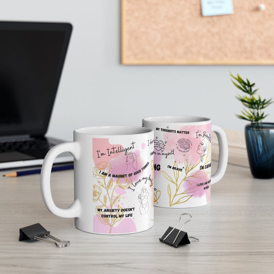 Tazas de afirmación positiva, taza de afirmaciones, taza de mis afirmaciones diarias, taza de atención plena, taza de vibraciones positivas, taza de amor propio, regalos.