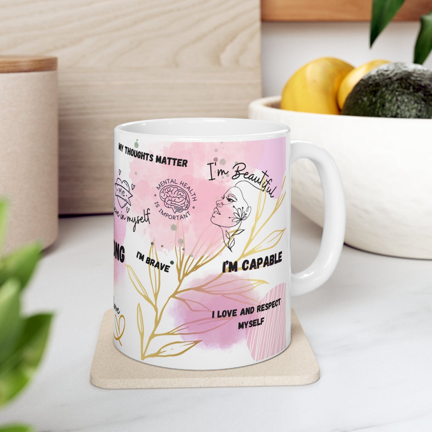 Tazas de afirmación positiva, taza de afirmaciones, taza de mis afirmaciones diarias, taza de atención plena, taza de vibraciones positivas, taza de amor propio, regalos.